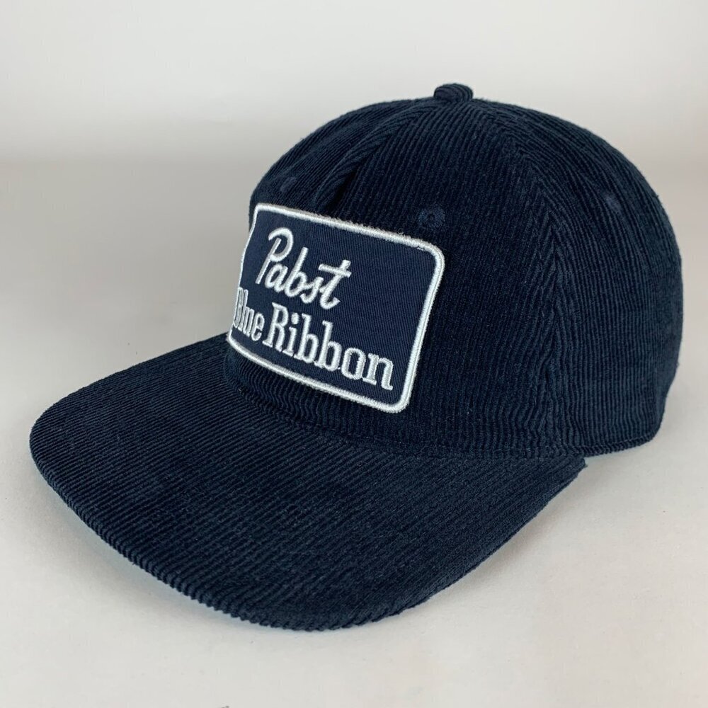 Pabst Blue Ribbon Navy Blue Mad Engine Corduroy Snapback Hat